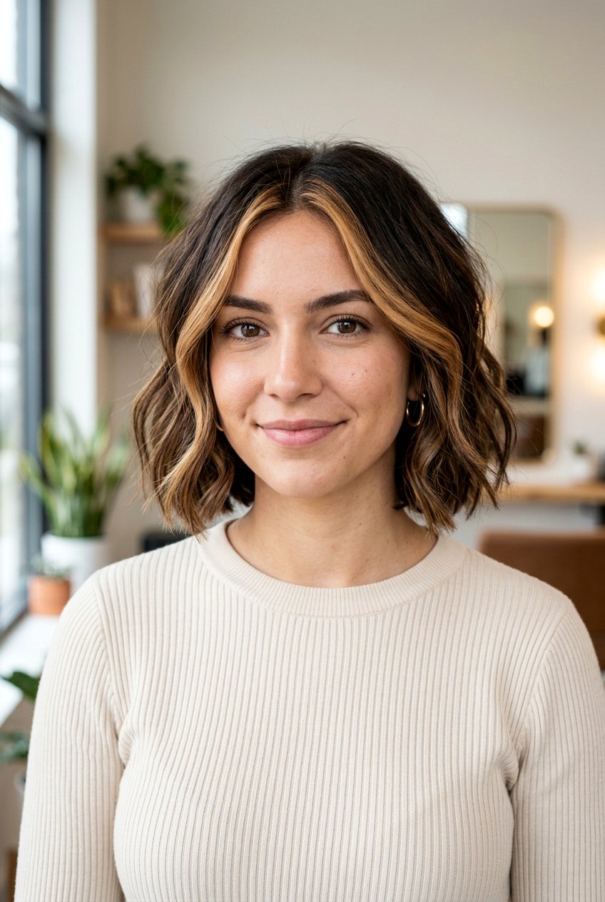 Brunette Balayage Bob With Money Piece - 20 brunette balayage for bob haircut - 20 brunette balayage for bob haircut