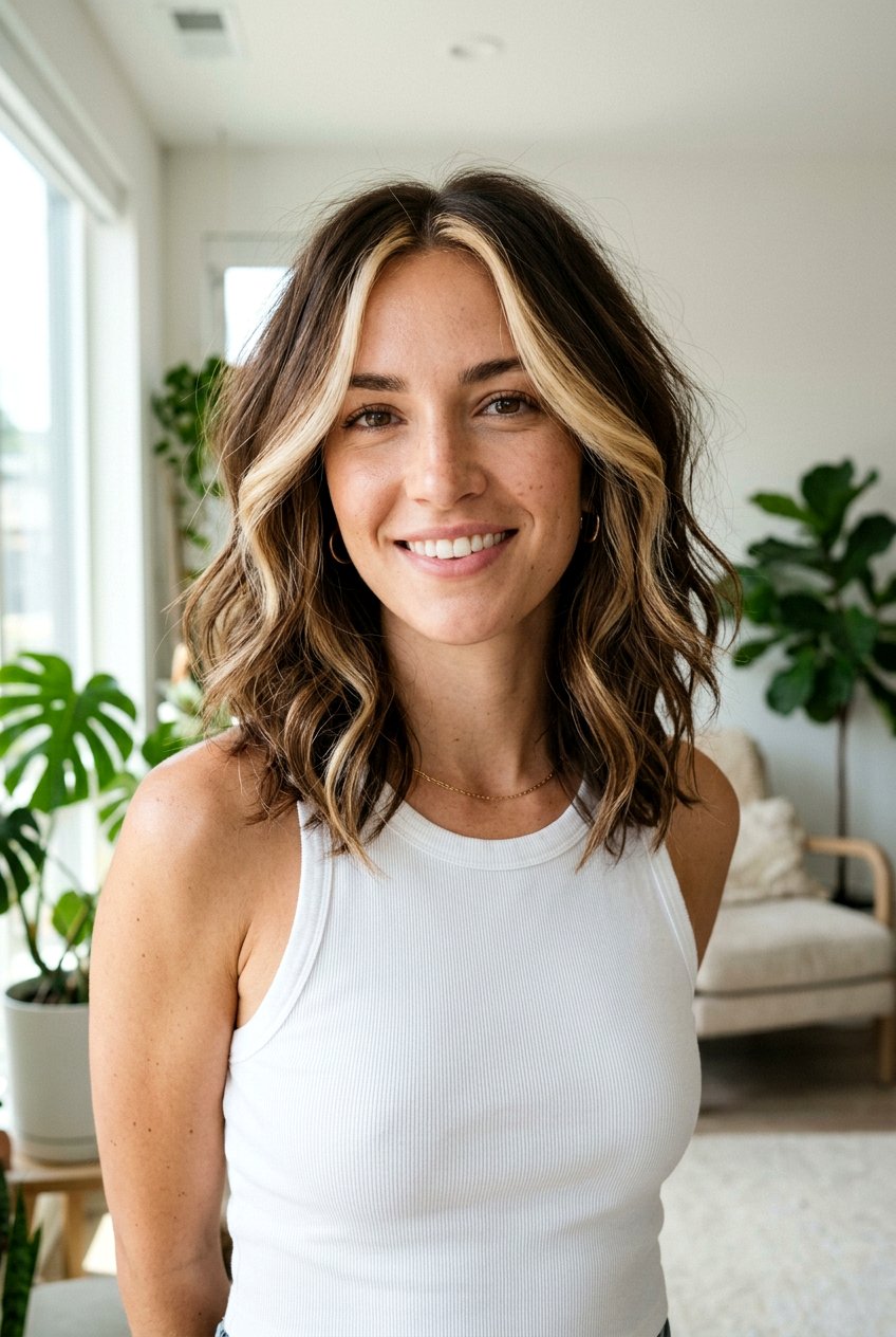 Brunette Balayage Lob With Bright Face Framing - 20 brunette balayage with face framing highlights - 20 brunette balayage with face framing highlights