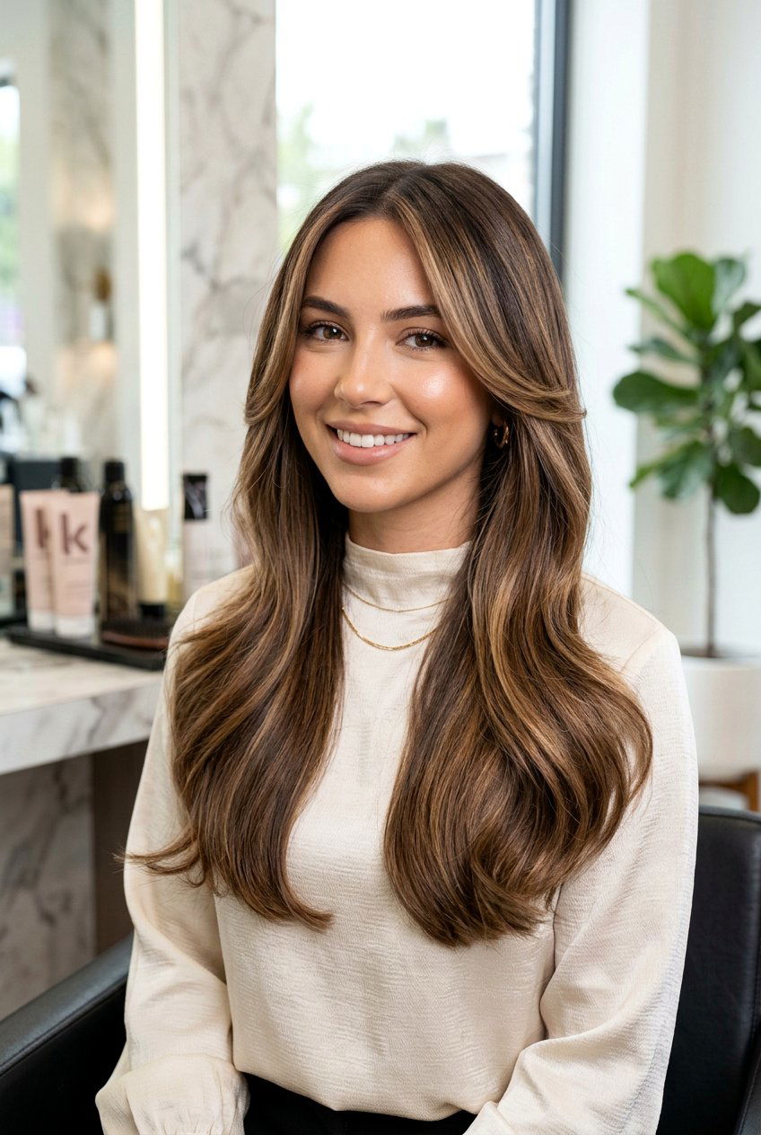 Brunette Balayage With Face Framing And Glossy Finish - 20 brunette balayage with face framing highlights - 20 brunette balayage with face framing highlights