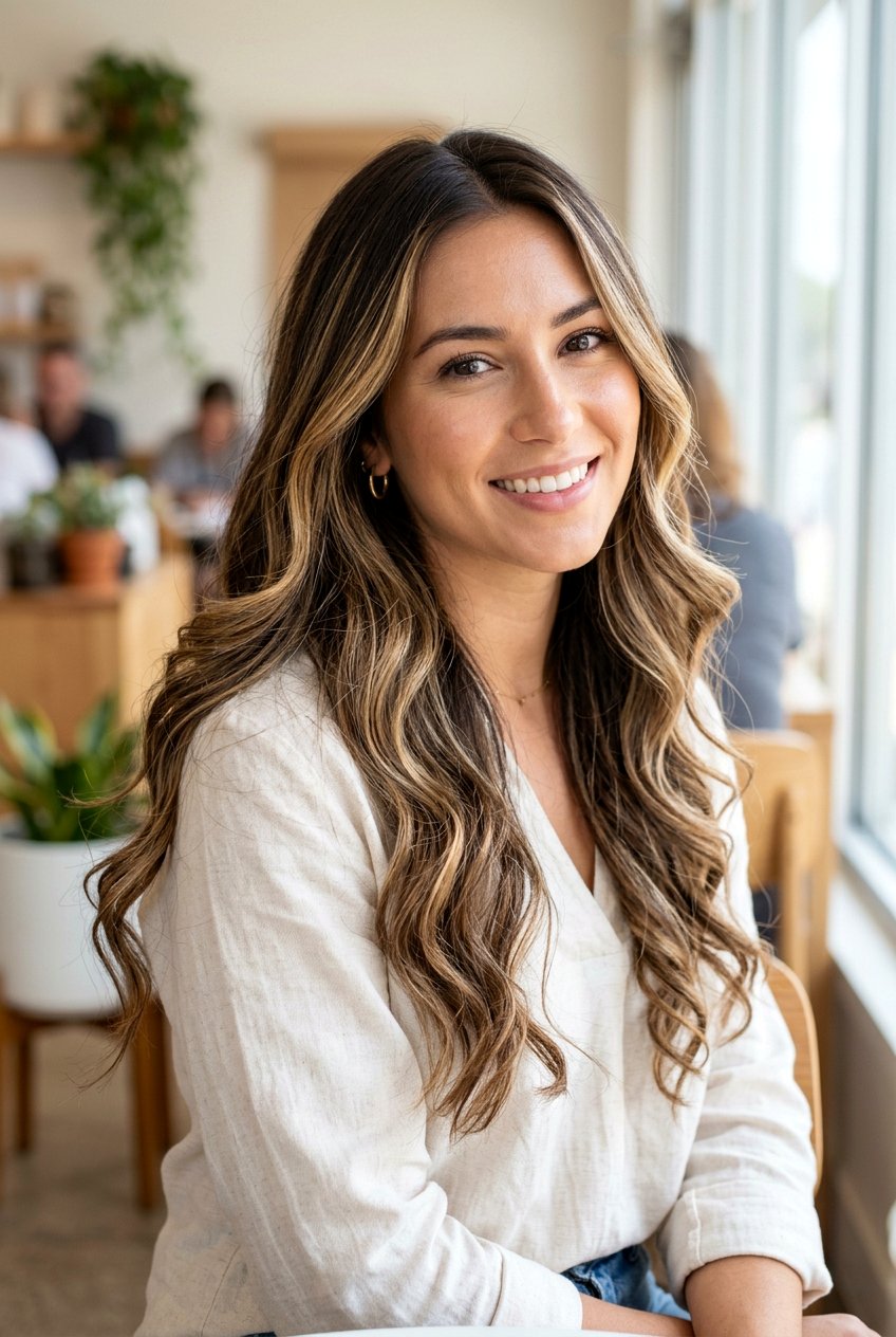 Brunette Balayage with Honey and Blonde Highlights - 20 brunette hair with honey balayage - 20 brunette hair with honey balayage