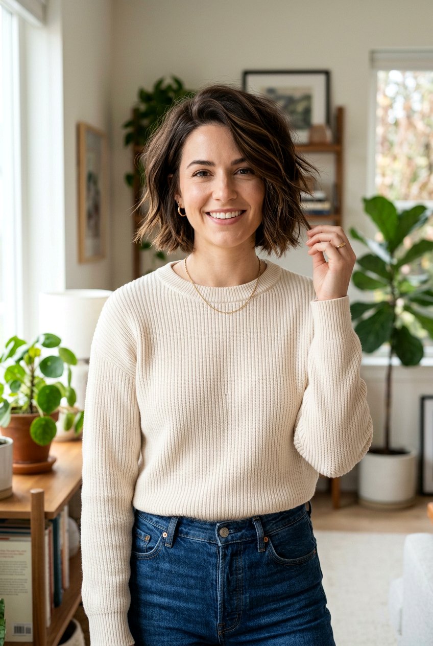 Brunette Bob Haircut With Texture - 20 salon brunette refresh ideas - 20 salon brunette refresh ideas