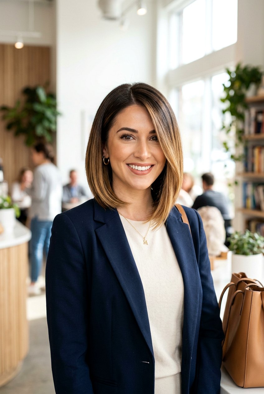 Brunette Bob with Honey Balayage - 20 brunette hair with honey balayage - 20 brunette hair with honey balayage