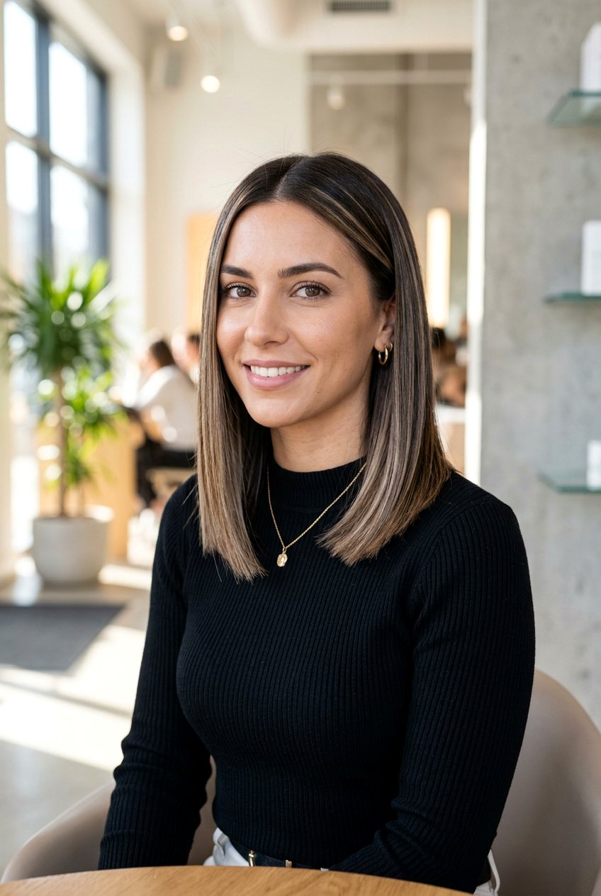 Brunette Hair With Beige Highlights And Sleek Finish - 20 brunette hair with soft beige highlights - 20 brunette hair with soft beige highlights