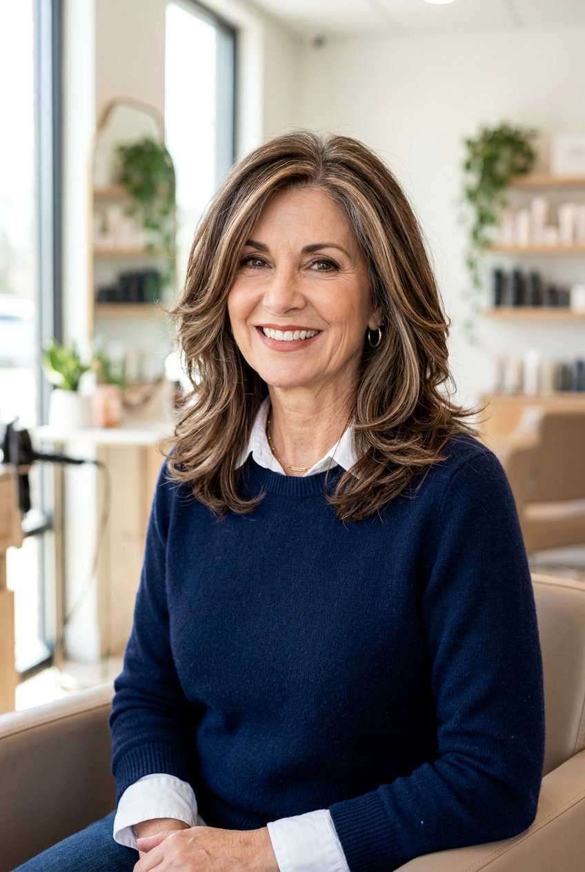 Brunette Hair With Beige Highlights For Mature Women - 20 brunette hair with soft beige highlights - 20 brunette hair with soft beige highlights