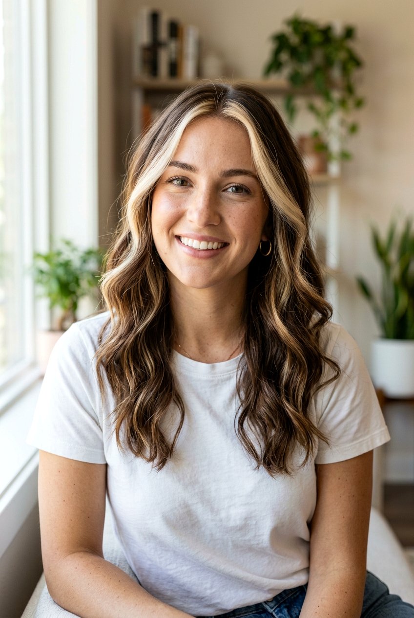 Brunette Hair With Beige Money Piece - 20 brunette hair with soft beige highlights - 20 brunette hair with soft beige highlights