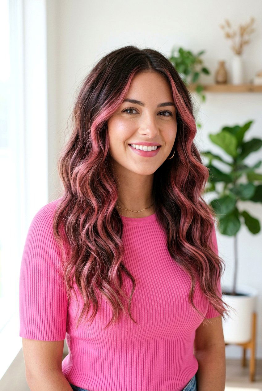 Brunette Hair With Pink Rose Gold Balayage - 20 brunette hair with rose gold balayage - 20 brunette hair with rose gold balayage