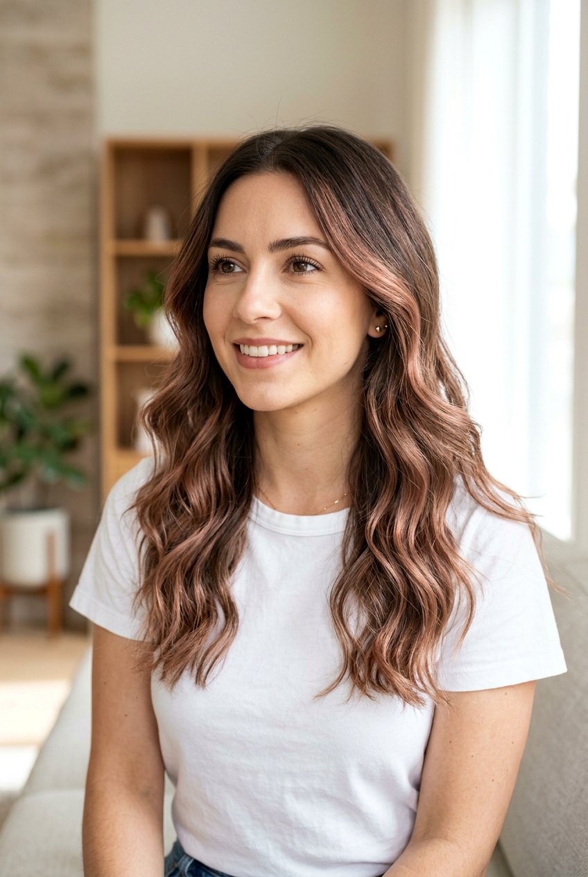 20 Stunning Brunette Hair With Rose Gold Balayage Looks