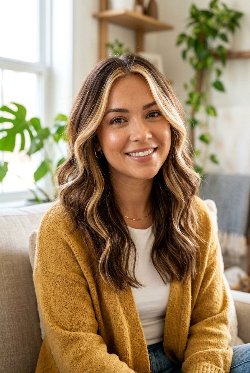 Brunette Hair With Warm Honey Platinum Money Piece - 20 brunette hair with platinum money piece - 20 brunette hair with platinum money piece