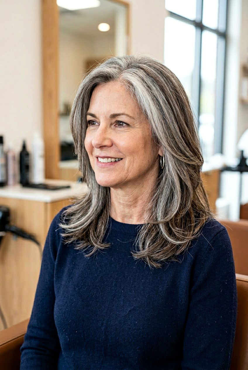 Brunette Lowlights To Transition From Dyed Brown To Gray - 20 brunette lowlights for gray hair - 20 brunette lowlights for gray hair