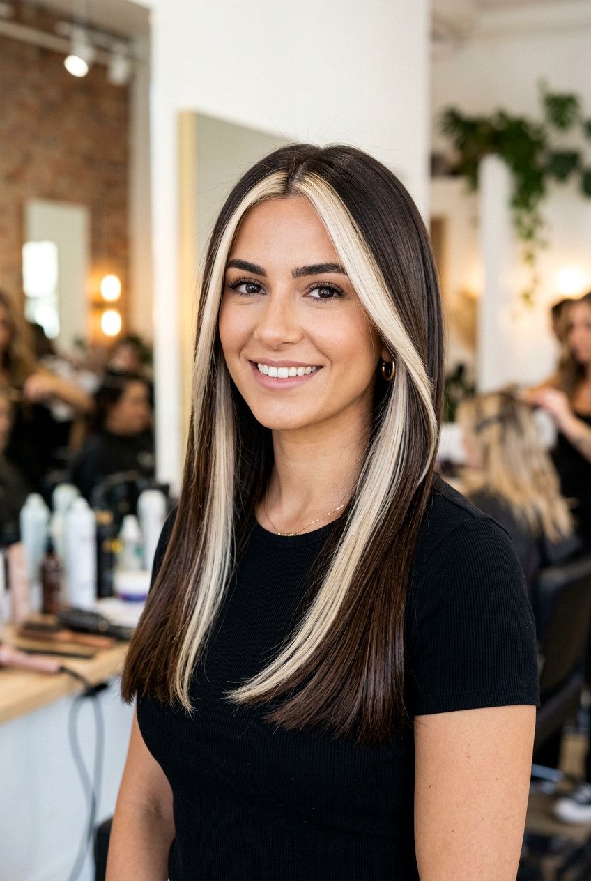 Brunette Money Piece Highlights - 20 natural brunette highlights - 20 natural brunette highlights