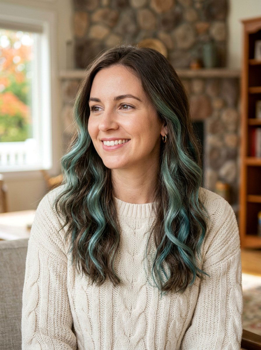 Brunette Ocean Teal Balayage - 20 ocean teal balayage - 20 ocean teal balayage