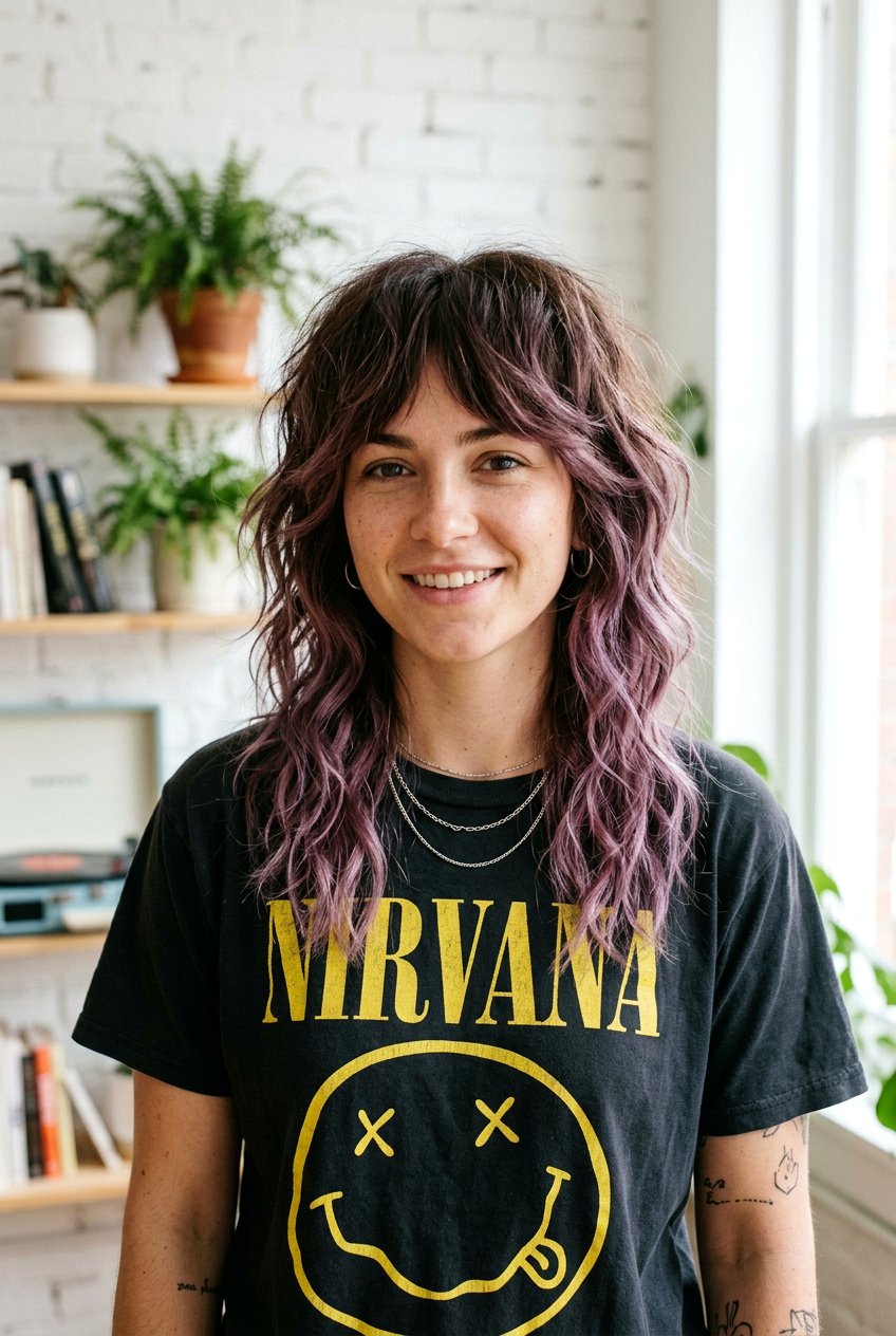 Brunette Shag Haircut With Mauve Balayage - 20 mauve balayage on brunette hair - 20 mauve balayage on brunette hair