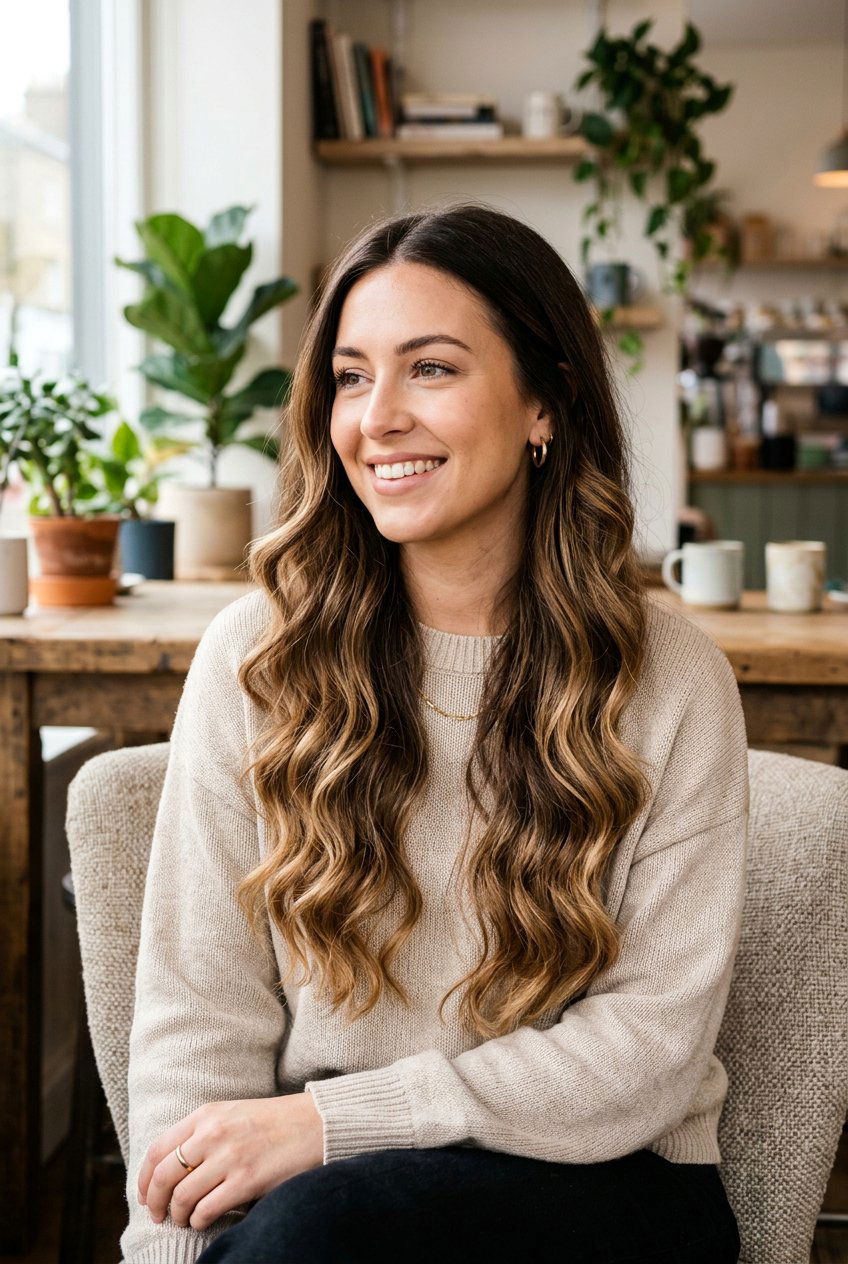 Brunette With Soft Ombre Highlights - 20 natural brunette highlights - 20 natural brunette highlights