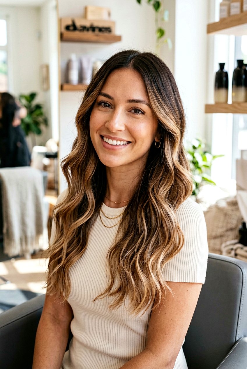 Brunette With Subtle Balayage Highlights - 20 natural brunette highlights - 20 natural brunette highlights