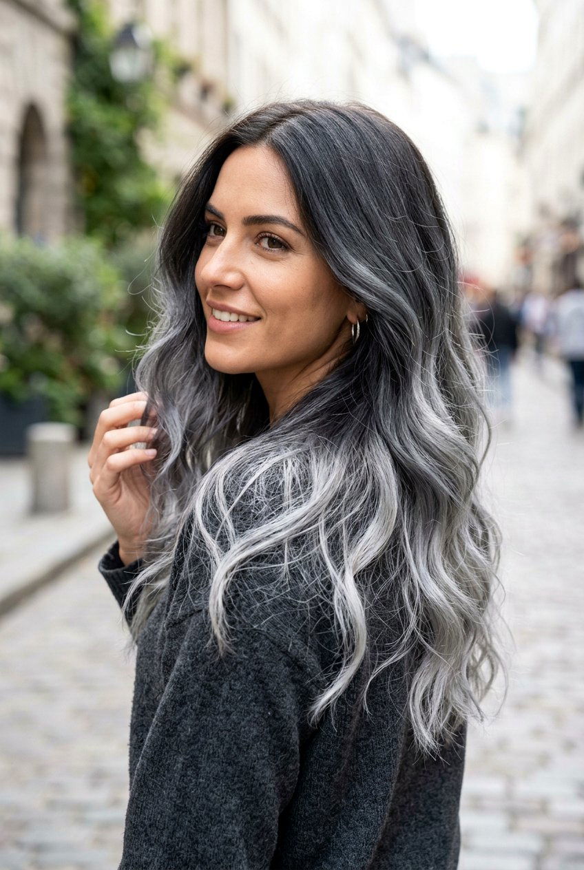 Brunette to silver ombre - 20 brunette ombre hair color - 20 brunette ombre hair color
