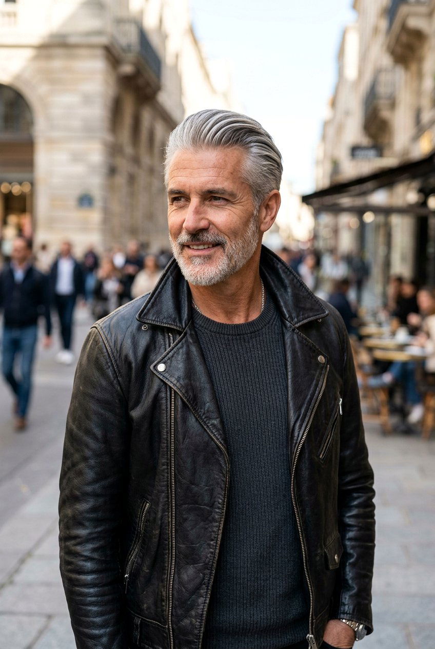 Brushed Back Taper - 20 mens haircut for mature gray hair - 20 men’s haircut for mature gray hair