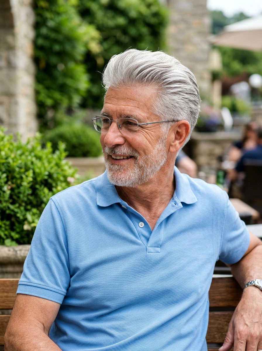 Brushed Back Taper - 20 older men hairstyles with gray hair - 20 older men hairstyles with gray hair