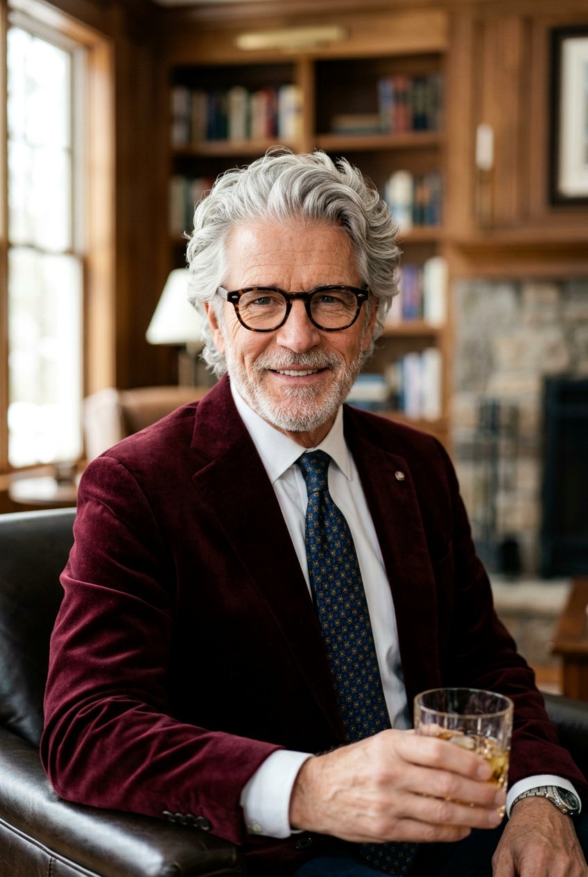 Brushed Back Waves - 20 mens haircut for older men with glasses - 20 men’s haircut for older men with glasses