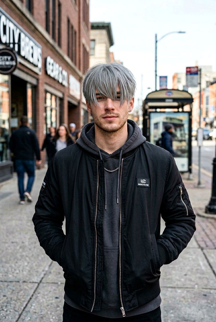 Brushed Forward Gray Curtains - 20 gray curtain haircut men - 20 gray curtain haircut men