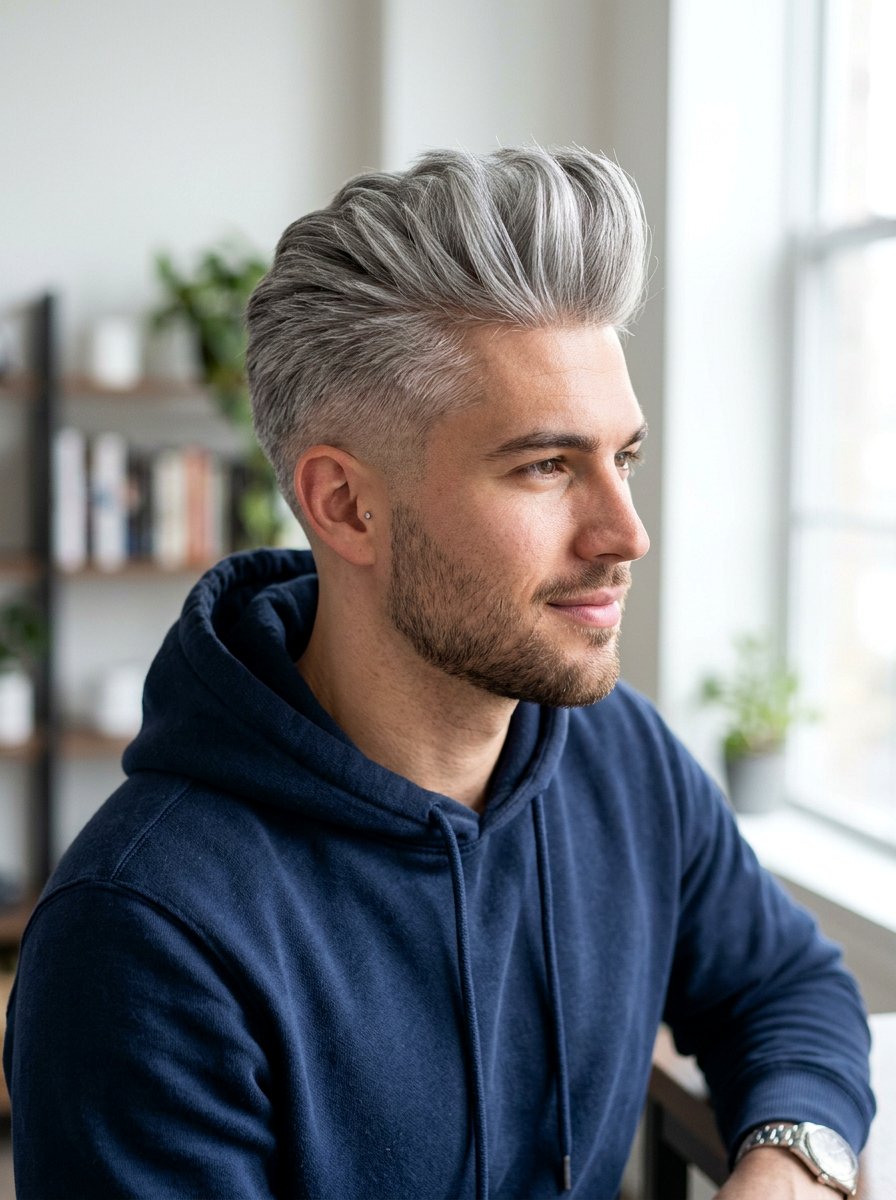 Brushed Up Taper Silver Hair - 20 salt and pepper taper haircut men - 20 salt and pepper taper haircut men