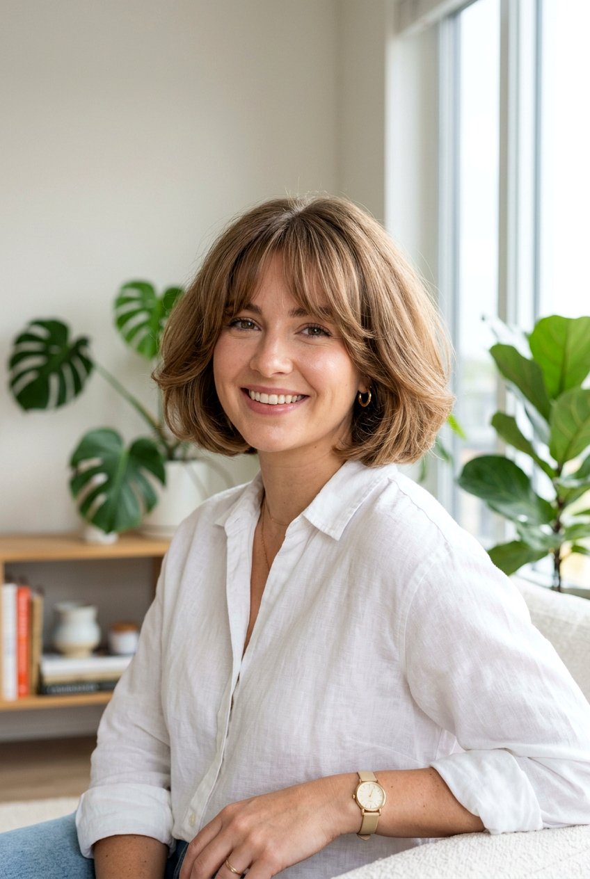 Bubble Bob With Curtain Bangs - 20 feminine bob haircuts - 20 feminine bob haircuts