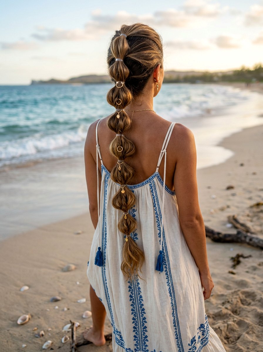 Bubble Braid - 20 wedding hairstyles for beach ceremony - 20 wedding hairstyles for beach ceremony