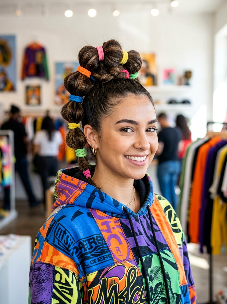 Bubble Braid Bun - 20 rainy day bun hairstyle - 20 rainy day bun hairstyle
