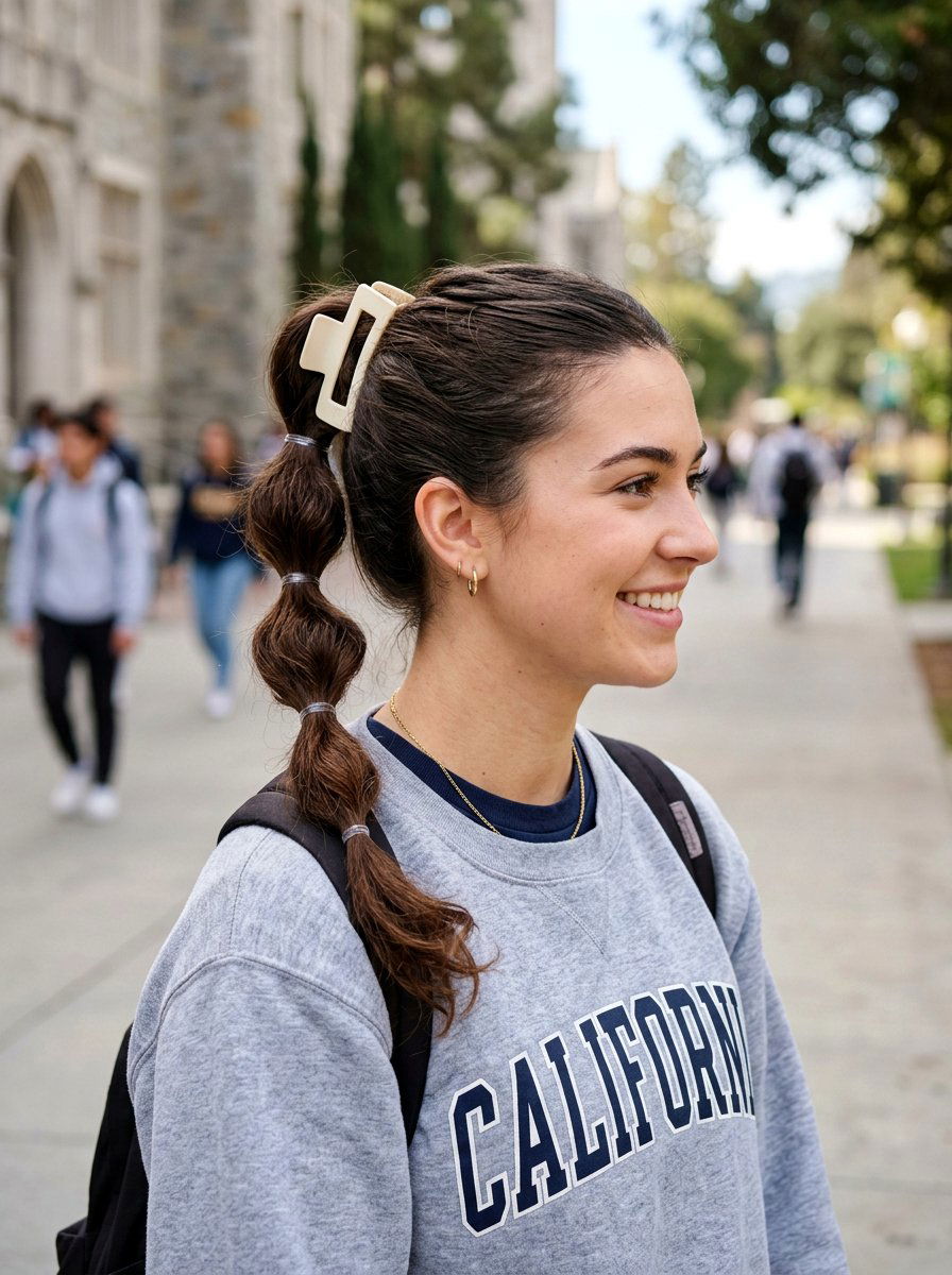 Bubble Braid Claw Clip Updo - 20 claw clip hairstyle for college girls - 20 claw clip hairstyle for college girls