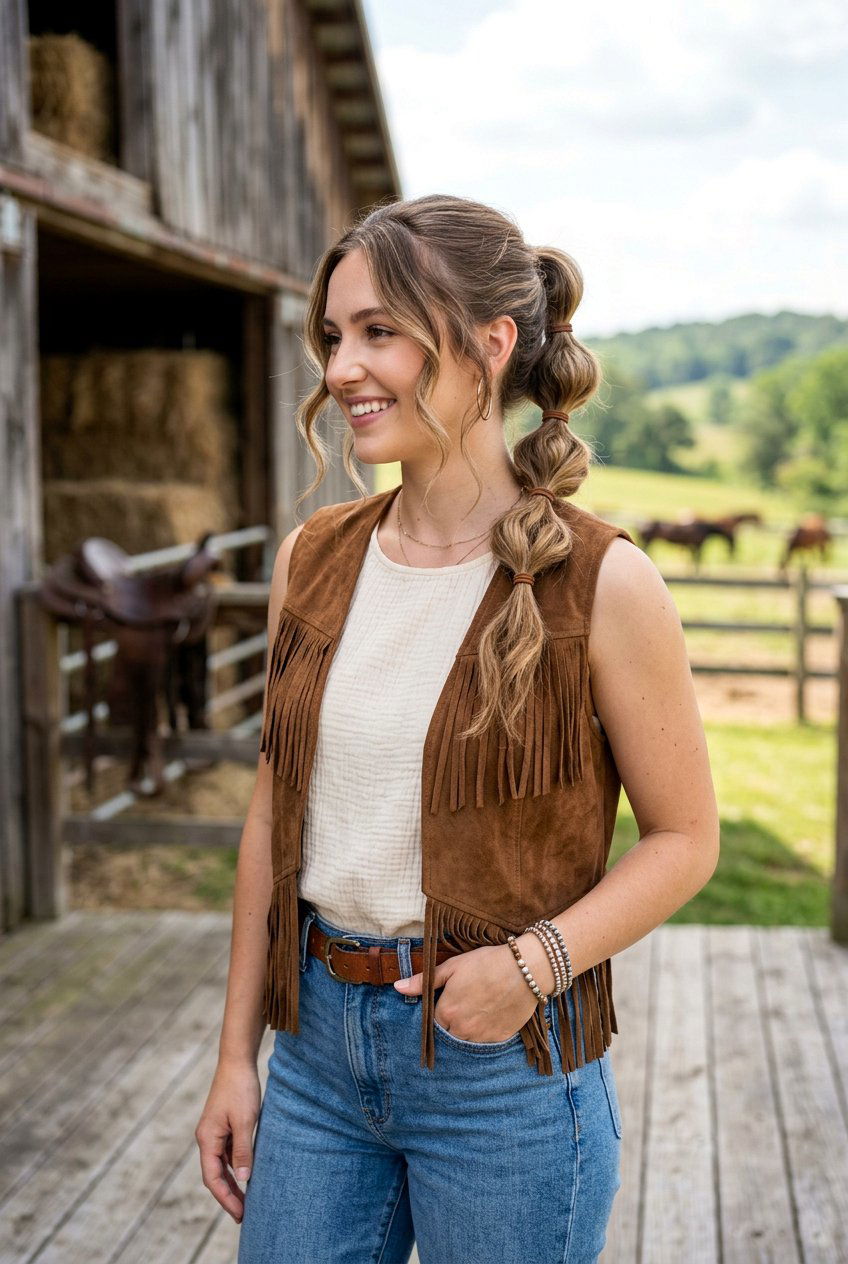 Bubble Braid Country Ponytail - 20 country concert hairstyles - 20 country concert hairstyles