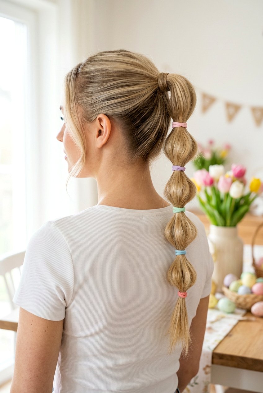 Bubble Braid Easter Ponytail - 20 easter braid hairstyles - 20 easter braid hairstyles