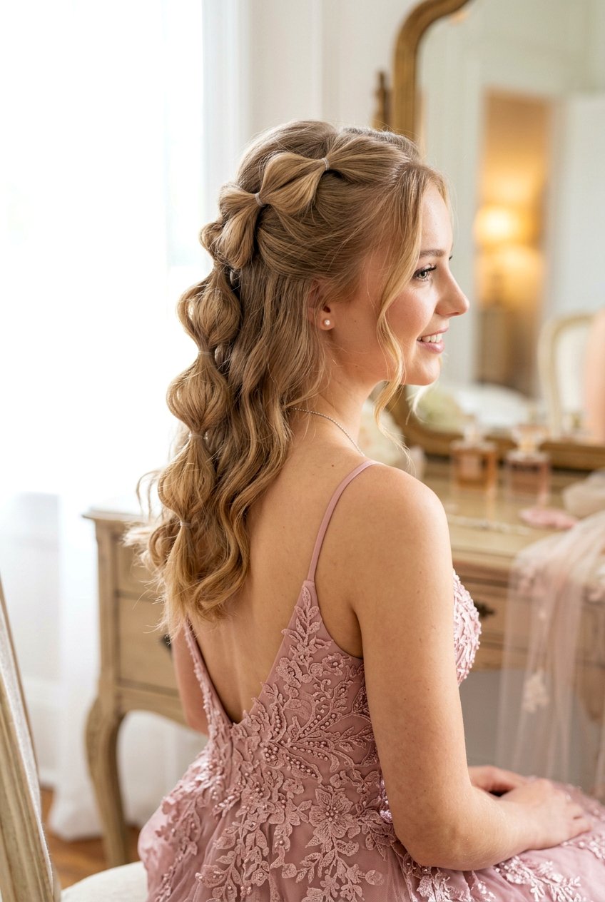 Bubble Braid Half Up - 20 prom hairstyle for shoulder length fine hair - 20 prom hairstyle for shoulder length fine hair