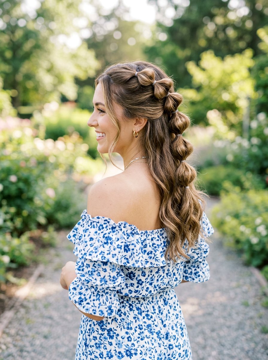 Bubble Braid Half Updo - 20 vacation hairstyle with braided half updo - 20 vacation hairstyle with braided half updo