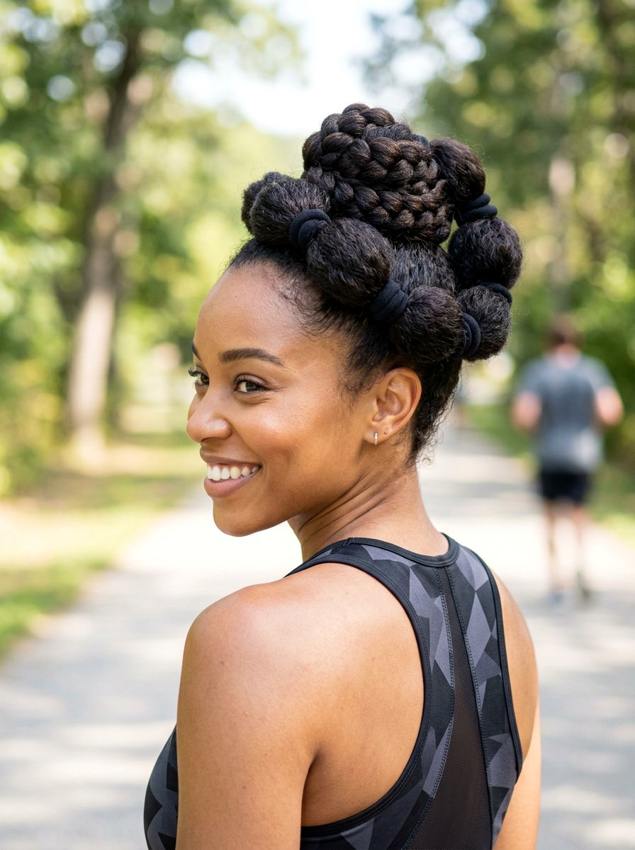 Bubble Braid High Bun - 20 dance practice bun hairstyle - 20 dance practice bun hairstyle