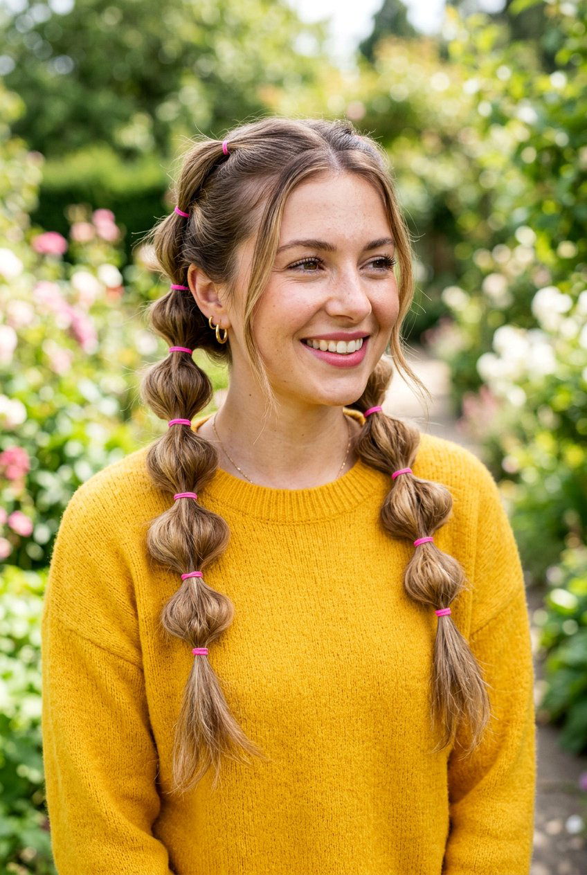 Bubble Braid Pigtails For Easy Volume - 20 school hairstyle with simple braid - 20 school hairstyle with simple braid