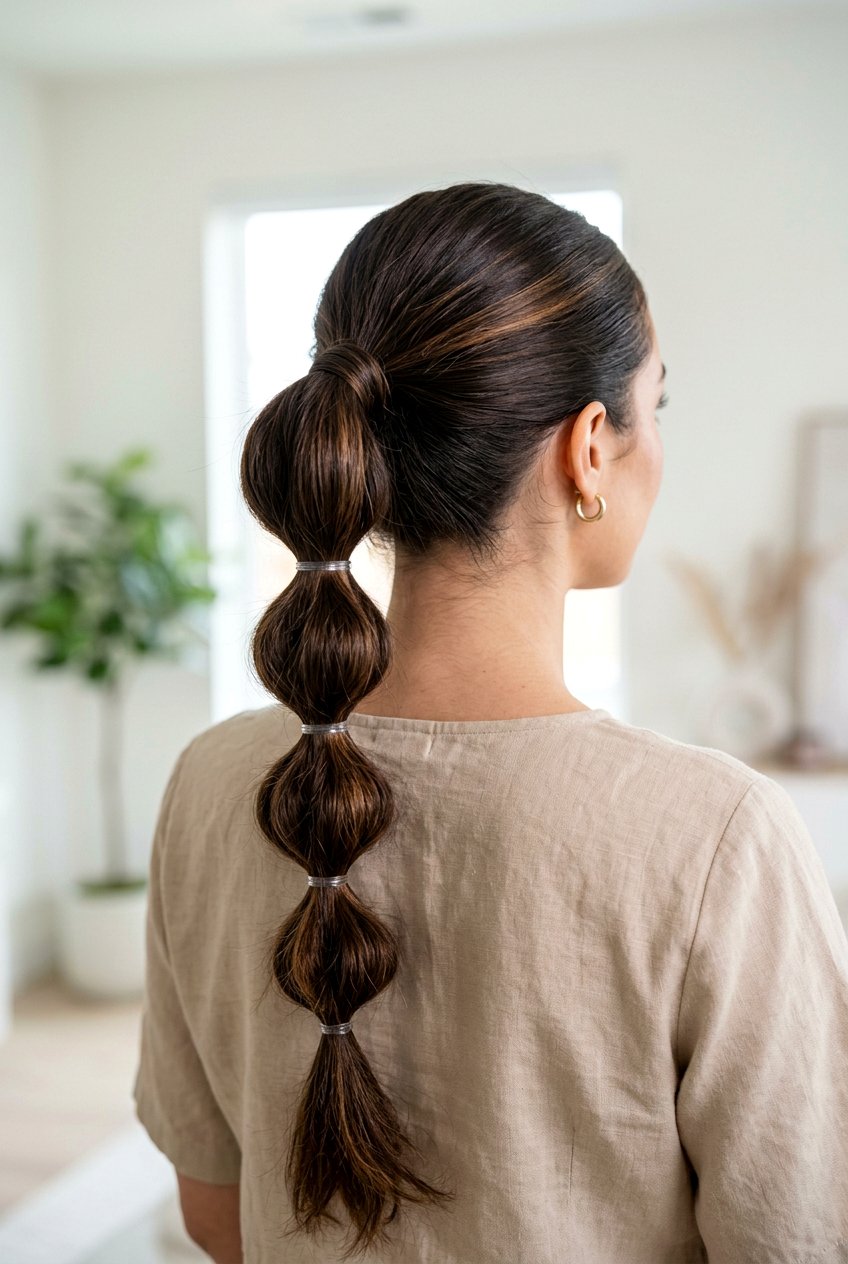 Bubble Braid Ponytail - 20 quick hairstyles for school - 20 quick hairstyles for school