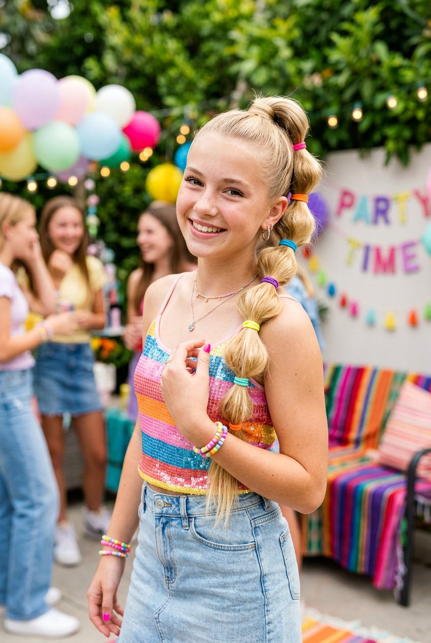 Bubble Braid Ponytail - 20 birthday hairstyle for teenage girls - 20 birthday hairstyle for teenage girls