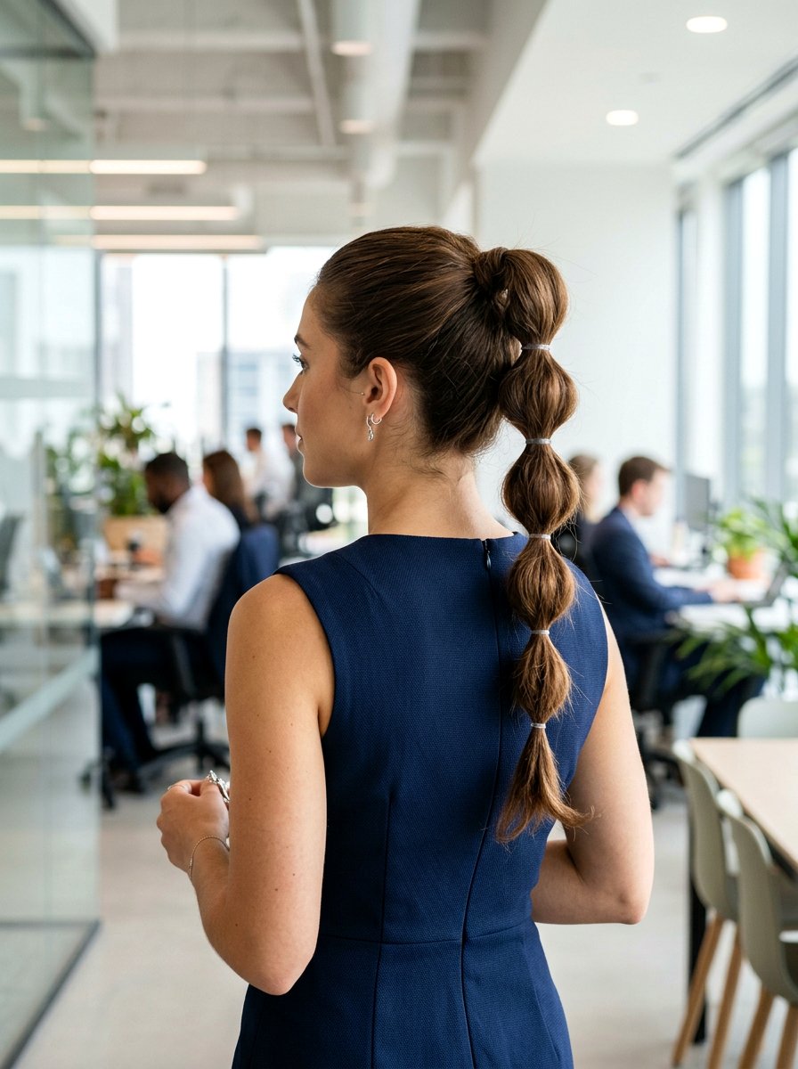 Bubble Braid Ponytail - 20 office hairstyle for humid days - 20 office hairstyle for humid days