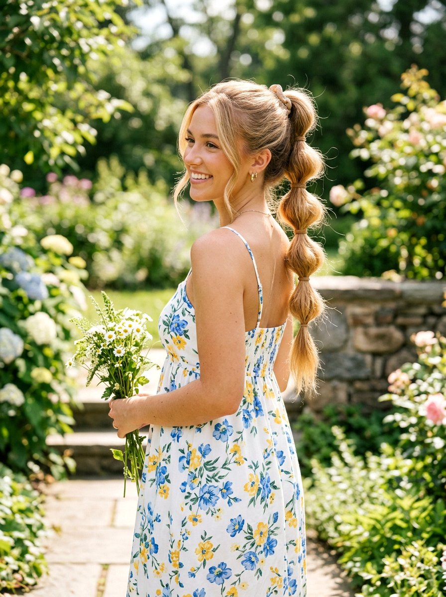 Bubble Braid Ponytail - 20 quick hairstyle for thick coarse hair - 20 quick hairstyle for thick coarse hair