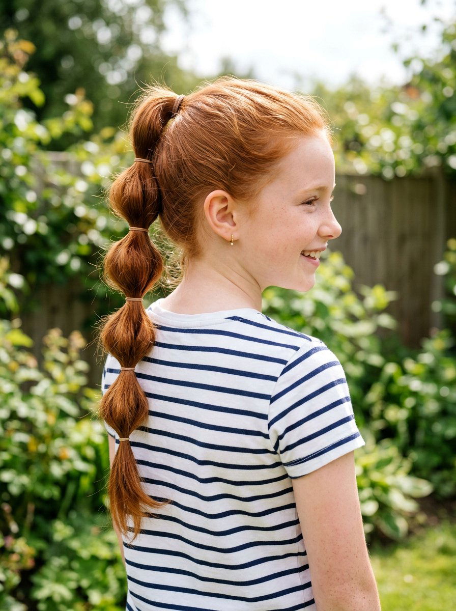Bubble Braid Ponytail - 20 quick school hairstyle for medium hair