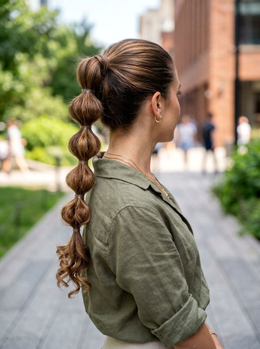 Bubble Braid Ponytail - 20 soft glam hairstyle for graduation - 20 soft glam hairstyle for graduation