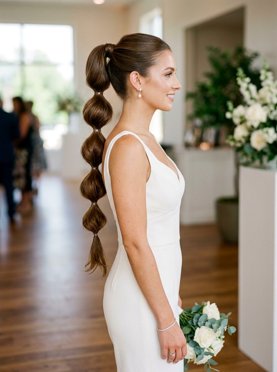Bubble Braid Ponytail - 20 wedding hairstyles for fine thin hair - 20 wedding hairstyles for fine thin hair