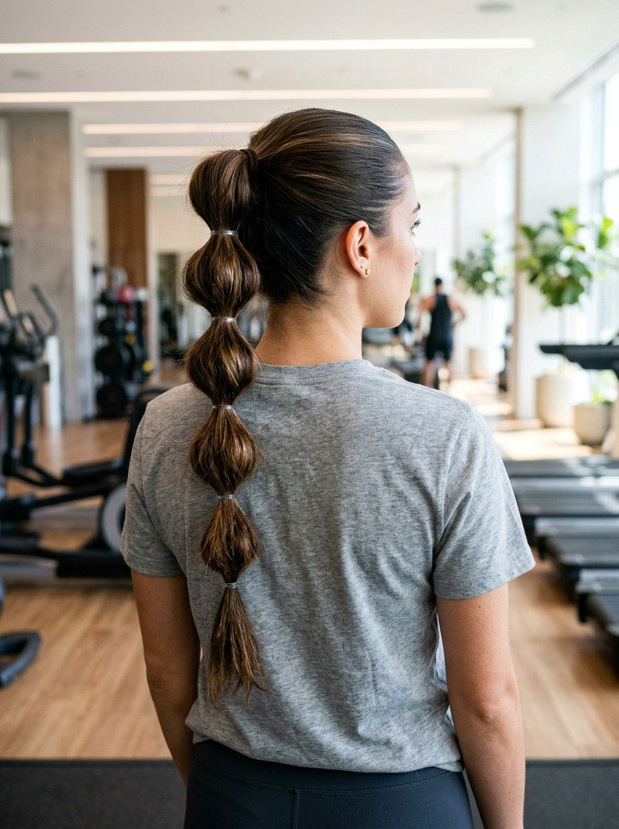 Bubble Braid Ponytail - 20 workout hairstyle for shoulder length layers - 20 workout hairstyle for shoulder length layers