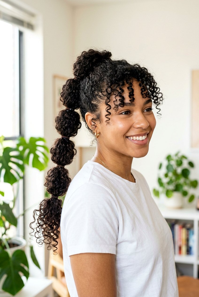 Bubble Braid Ponytail For Curly Hair - 20 bubble braids for girls - 20 bubble braids for girls