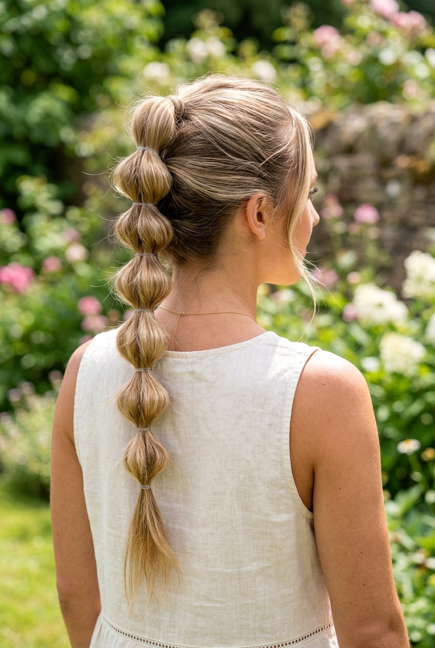 Bubble Braid Ponytail For Long Hair - 20 travel friendly hairstyles - 20 travel friendly hairstyles