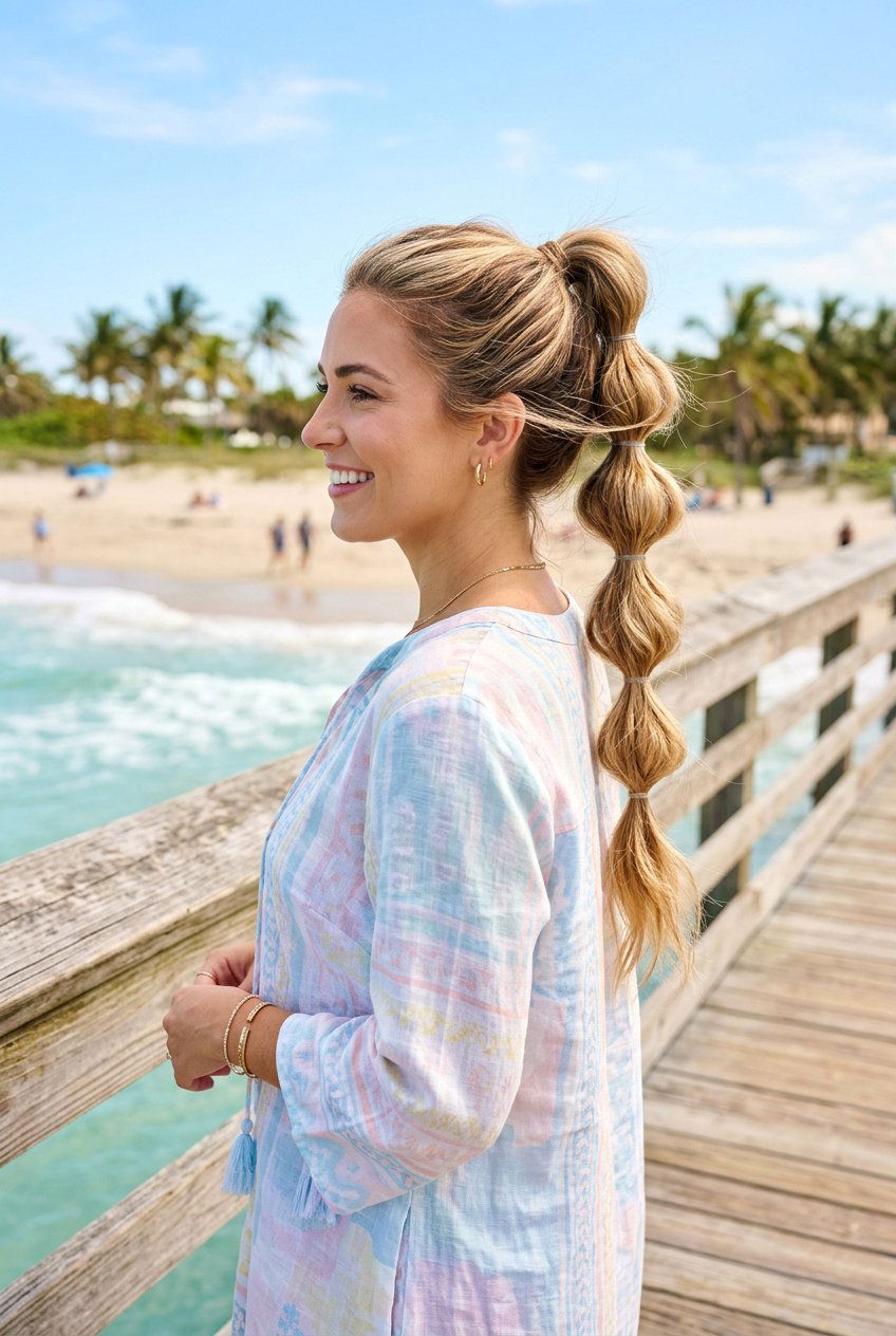 Bubble Braid Ponytail - 20 beach day braid hairstyle - 20 beach day braid hairstyle