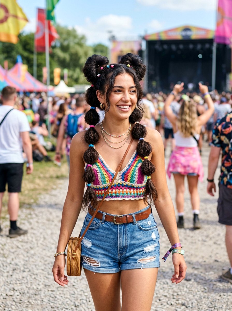 Bubble Braid Space Buns - 20 party hairstyle with bubble braids - 20 party hairstyle with bubble braids