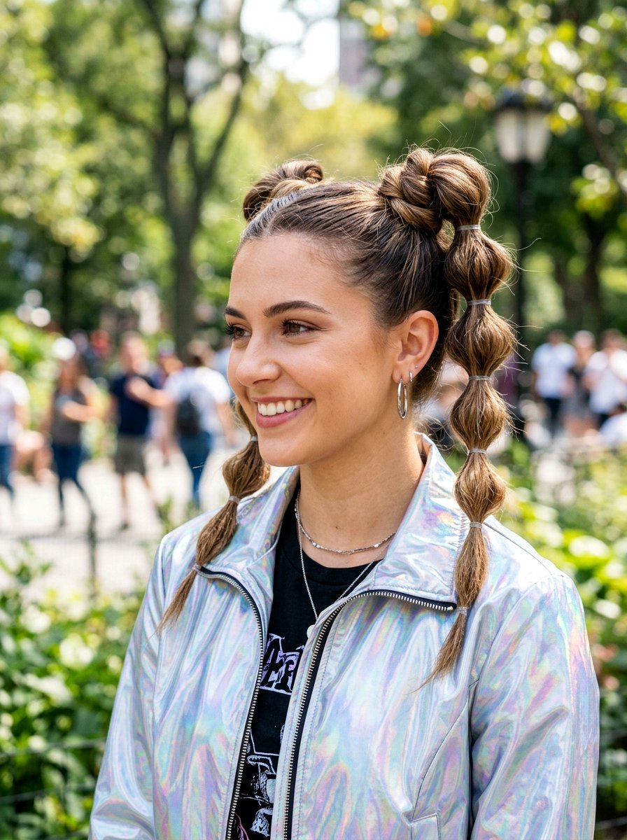 Bubble Braid Space Buns - 20 y2k bubble braid hairstyle - 20 y2k bubble braid hairstyle