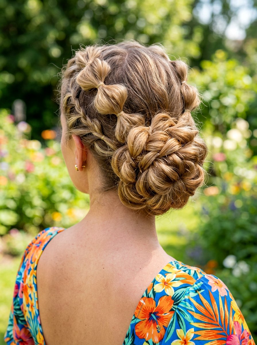 Bubble Braid Updo - 20 humidity proof bun hairstyle - 20 humidity proof bun hairstyle