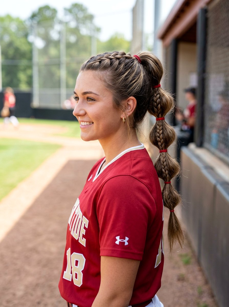 Bubble Braid With Braided Middle - 20 softball bubble braid hairstyle - 20 softball bubble braid hairstyle