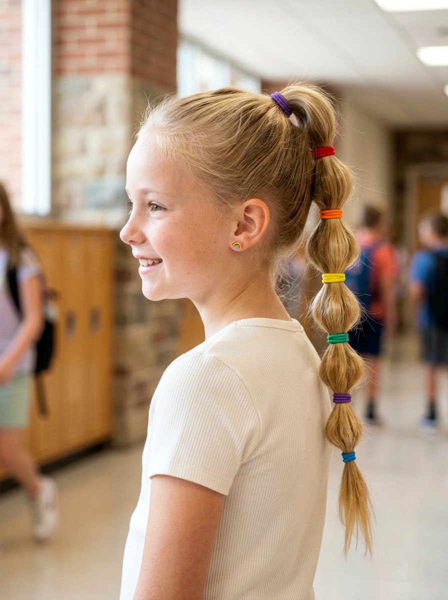 Bubble Braid With Colored Elastics - 20 school bubble braid hairstyle - 20 school bubble braid hairstyle